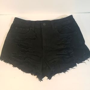 AMERICAN EAGLE Vintage hi rise festival distressed black jeans shorts